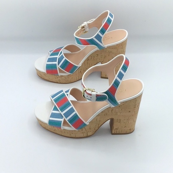 Kate Spade Grace Striped Raffia Platforms Size 9.5B.. - Picture 6 of 16